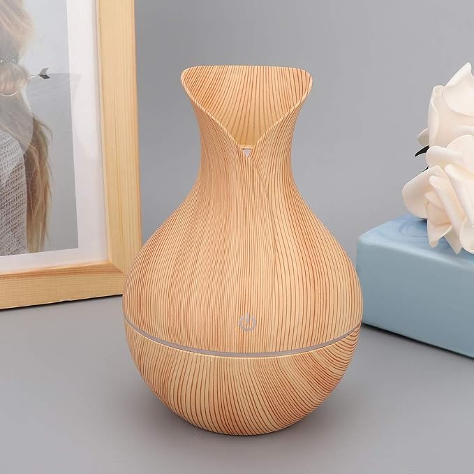 Ultrasonic Humidifier,Portable USB Mute Ultrasonic Diffuser Essential Oil Humidifier with 7 Colors LED Night Light for Home,Bedroom,Living(Light Wood Grain)