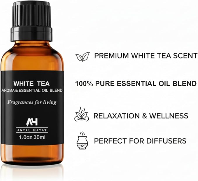 Hotel Diffuser Oil Inspired by White Tea Hotel Scent 30mL – Essential Oil Blend for Ultrasonics and Waterless Diffusers - Premium Fragrance for Home - Home Luxury Scent with Glass Bottle & Dropper
