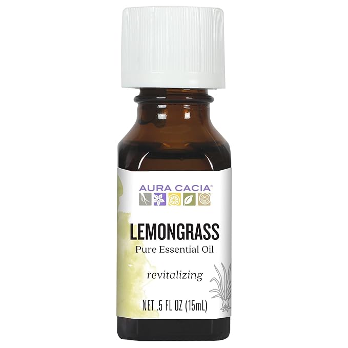 Aura Cacia Essential Oil, Inspiring Lemongrass, 0.5 Fluid Ounce, Packaging May Vary