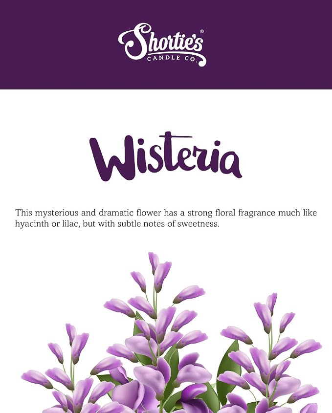 Shortie's Candle Company Pure Wisteria Premium Wax Melts - 3 Oz., Strong & Long Lasting, Non-Toxic - Made with Essential & Natural Oils - Formula 117