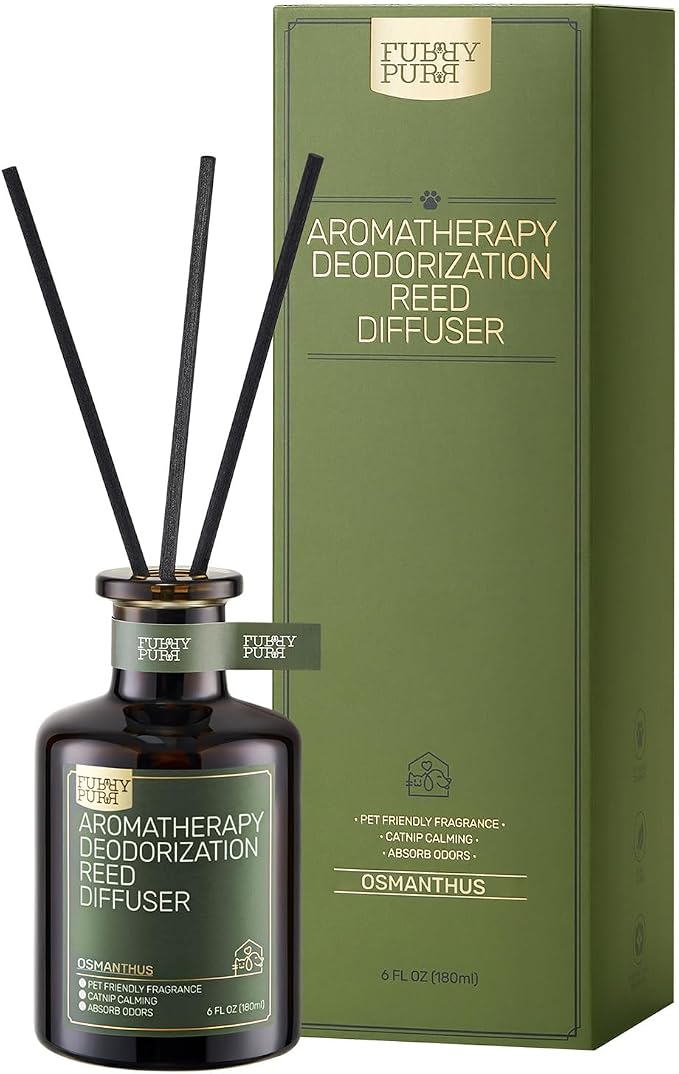 Reed Diffuser for Pet Odor Elimination, Osmanthus, Non-Toxic & Pet-Friendly Air Freshening, 6 Oz