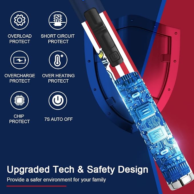 SUPRUS Electric Candle Lighter USB Type C Rechargeable Lighter with LED Battery Display and Safety Switch Windproof Best Souvenir for Independence Memorial and Veterans Day (Statue of Liberty)