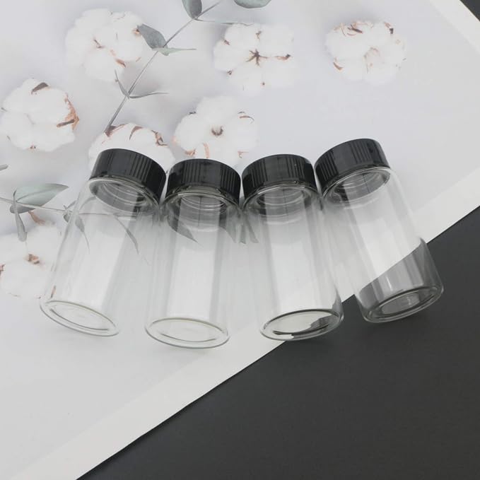 Kesell 25ml Glass Vial with Screw Cap, Clear Sample Bottle for Storage and Travel, Pack of 16