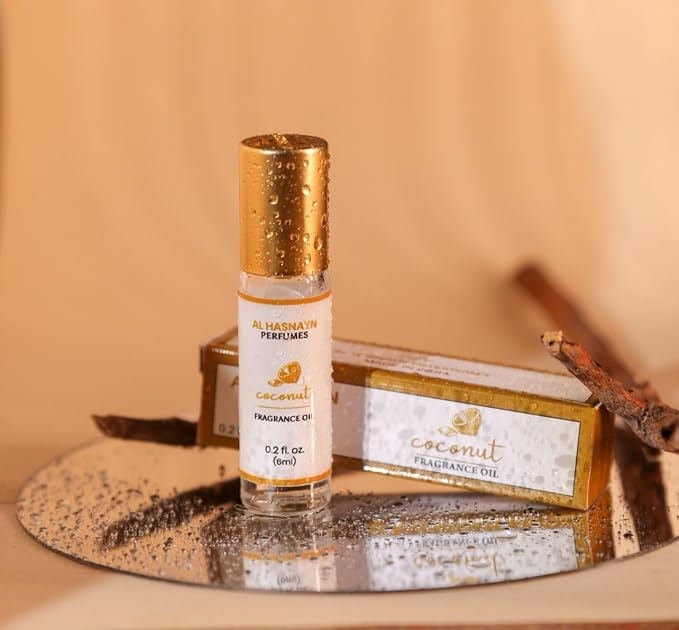 AL-HASNAYN Coconut Fragrance Oil Roll-On Perfume 6ML 0.20 fl oz, Alcohol Free, Long Lasting, For Men Women