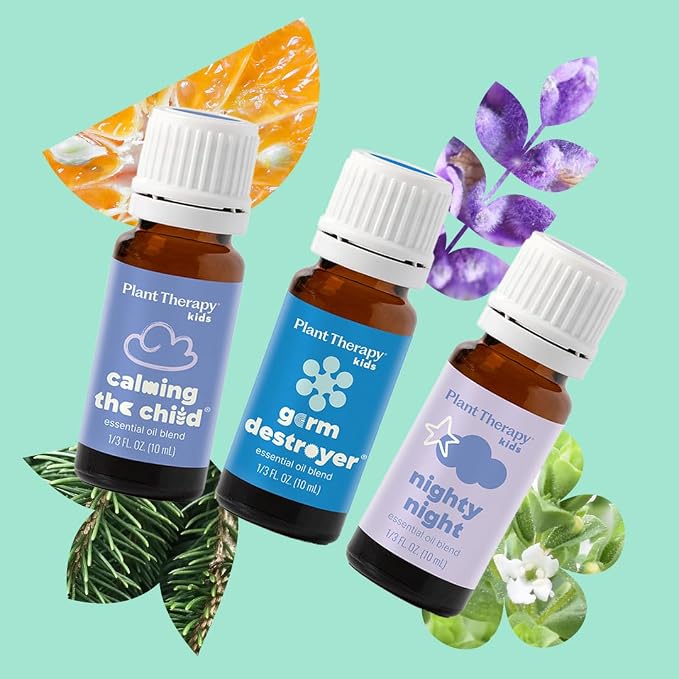 Plant Therapy Kids The Essentials Blend Set, 10 mL (1/3 oz) Each, Made with 100% Pure, Undiluted Essential Oils, KidSafe Essential Oils for Calming, Sleep, and Immune Support