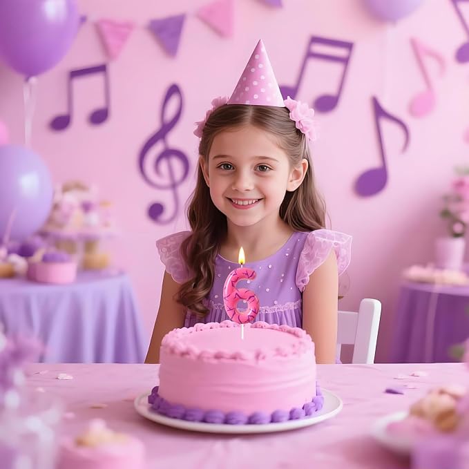 Number 6 Birthday Candle for Cake – Pink Gradient Number Candle with Mystic Rune Pattern, Decorative Cake Topper for Anniversary & Celebration