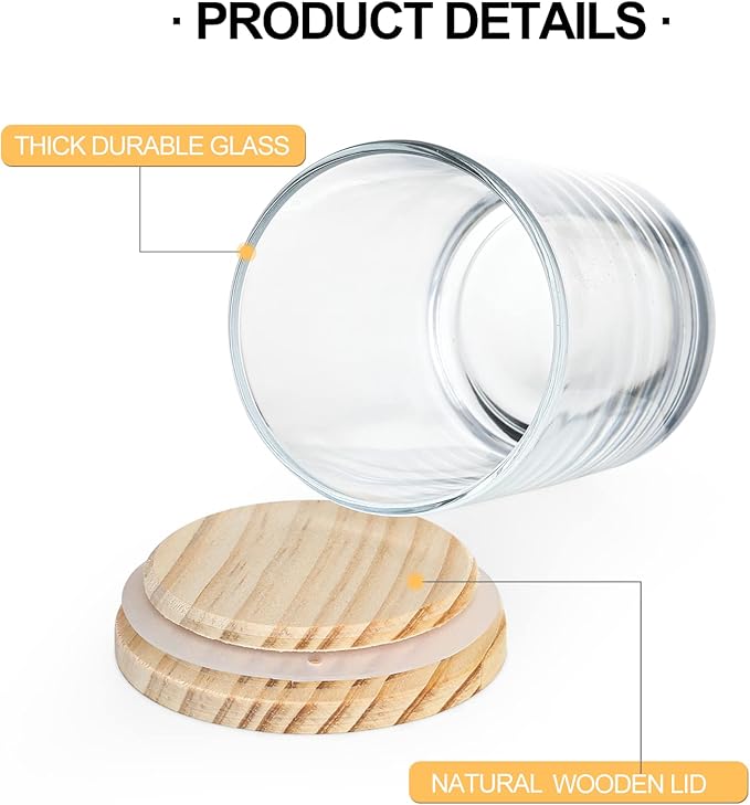 SHOWIN Thick Candle Jars for Making Candles 16 Pcs, 7 OZ Empty Jars with Wood Lids for Candle Making, Sample Container, Frosted Gray