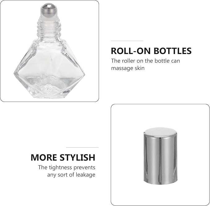 12pcs 8ml Glass Essential Oil Roller Bottles with Star-shaped Roll-on Design, Refillable Perfume Bottle Kit with Silver Caps and Stainless Steel Balls, Portable Aromatherapy Oil