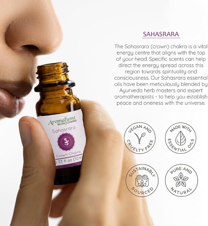 Sacral Chakra, Third Eye Chakra, Crown Chakra Essential Oil Diffuser Blends by Aromafume | 3 x 10ml/0.33 fl oz| Aromatherapy Oils for Chakra Balance | Chakra Incense for Meditation, Yoga, Reiki