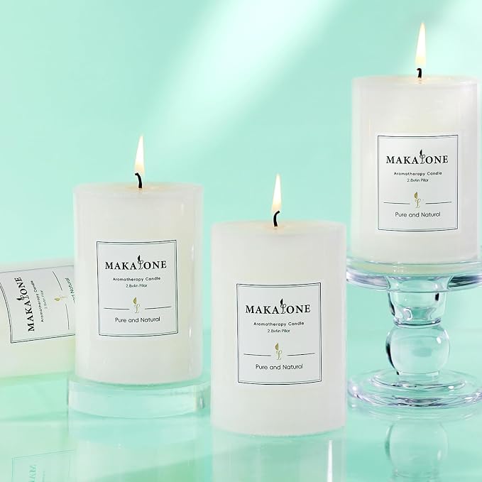 4 Pcs White Orange Vanilla Scented Pillar Candles, 60H Long-Lasting Burn,2.8x4in,Non-Toxic Smokeless,Warm Cozy Aromatherapy for Home Ambience/Relaxation,Ideal Gift for Birthday/Valentine's Day