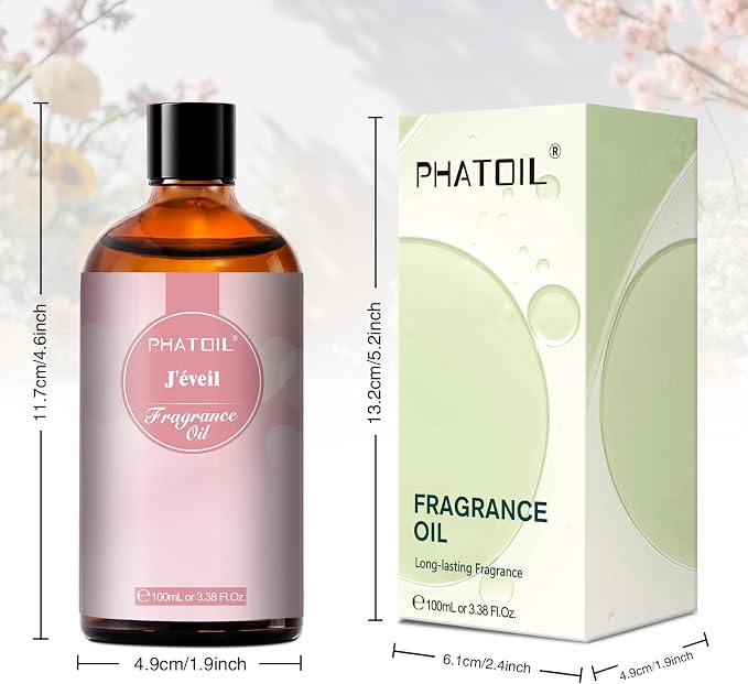 PHATOIL J'éveil Fragrance Oils for Aromatherapy, 3.38FL.OZ Diffuser Oils for Home, Perfect for Aromatherapy, Humidifiers, Yoga, DIY Candle and Soap Making - 100ml