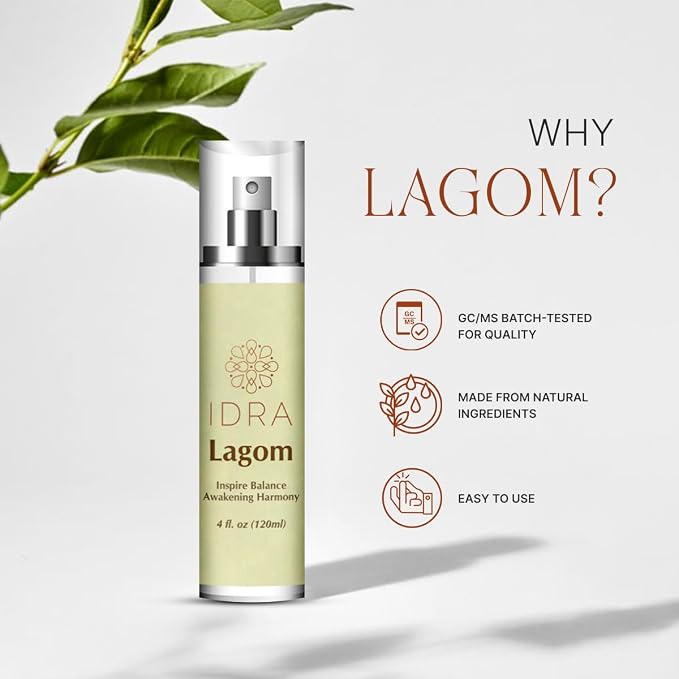 IDRA Lagom Essential Oil Blend for Home Diffusers Aromatherapy and Humidifiers 120ML by Idra Wellness Diffuser with Laurel Leaf Peppermint Lemon 4 Fl Oz