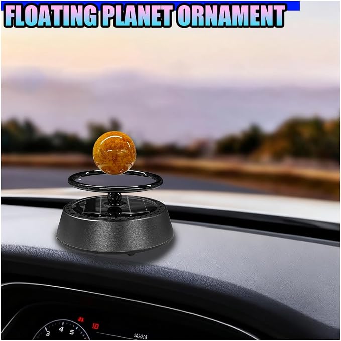 Solar Car Air Diffuser, Alloy Planet Rotating Aromatherapy Diffuser, Funny Car Dashboard Ornament, Vehicle Interior Decoration Accessories for Men, Women(Black)