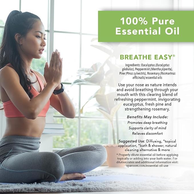 SpaRoom Aromatherapy 100% Pure Undiluted Essential Oil, Breathe Easy Sinus Blend, 10 mL