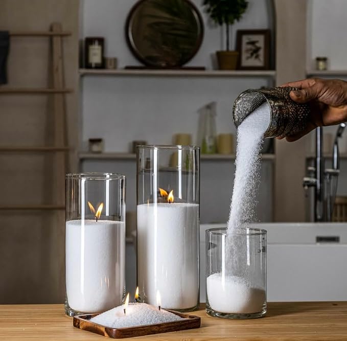 10LB Natural Pearled Candle Making Kit with 100 Cotton Wicks, Reusable and Refillable Pearled Candles for DIY Sand Candle Making