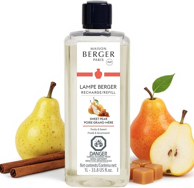 MAISON BERGER Lampe Berger Refill, 1 L, Sweet Pear | Catalytic Lamp Fragrance Refill, Helps Neutralize Odors, ~160 h Fragrance Diffusion, Made in France