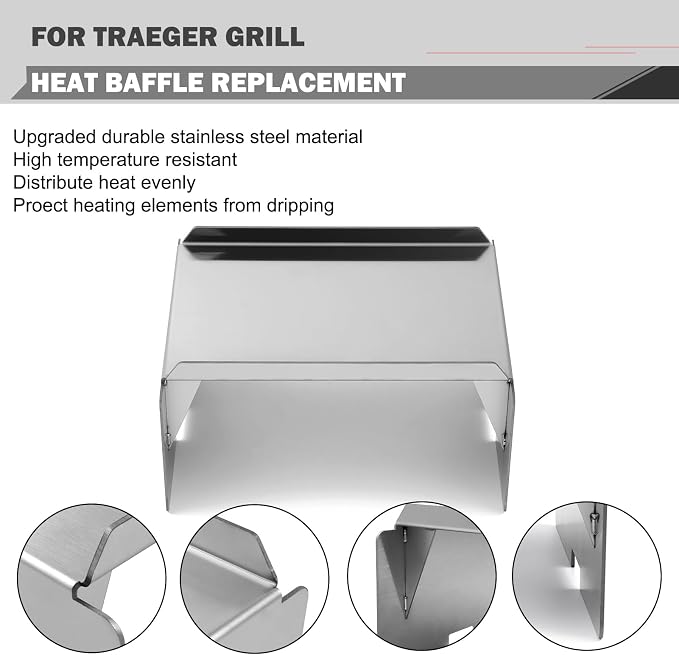 BCA289 Heat Baffle Replacement for Traeger BBQ400 Replacement Parts Traeger Select Pro BBQ400.04 BBQ400.03 BBQ400.02 Heat Diffuser Deluxe Elite BBQ300 Select Elite TFS60LZC TFS60LZAC Heat Deflector