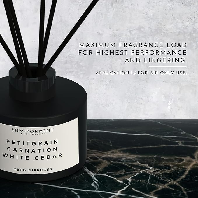 ENVIRONMENT Inspired by Designer Perfume LHomme Reed Diffuser, 200ml Luxury Scented Aromatherapy (Petitgrain | Carnation | White Cedar) Reed Diffusers, Diffusing Oil Fragrance, Home Fragrance Products