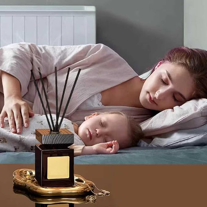 HOSSIAN Reed Diffuser Sticks, Natural Rattan Wood Sticks Essential Oil Aroma Diffuser Sticks Refill Replacement for Aroma Fragrance (Black Fibre7.87Inch*3.5mm 100PCS)
