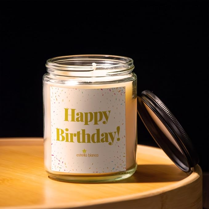 9oz Vanilla Buttercream Sweet Scented Happy Birthday Candles Gifts for Women, Men, Dad, Sister, Teacher, Happy Birthday Candle Gift for Mom, Friends & Girls