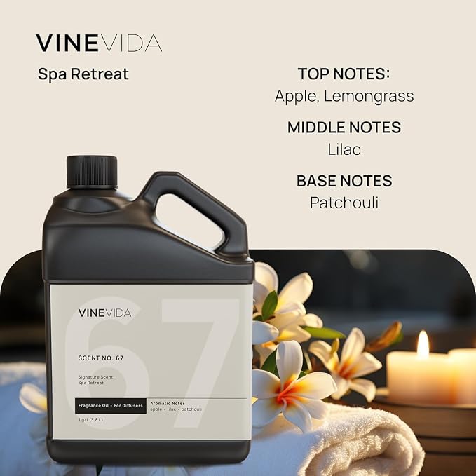 VINEVIDA [128 Oz] Spa Retreat Fragrance Oil for Cold Air Diffusers - Essential Oils for Diffuser Oil Refill & Air Freshener Room Spray