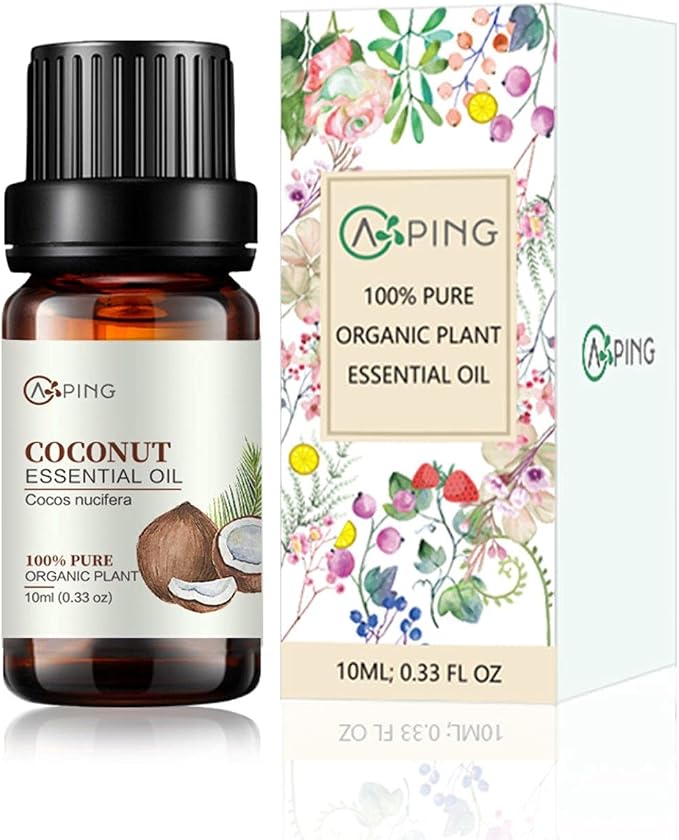 Coconut Essential Oil - 100% Pure Organic Natural Plant (Cocos nucifera) Coconut Oil for Diffuser, Aroma, Spa, Massage, Yoga, Perfume, 0.33oz