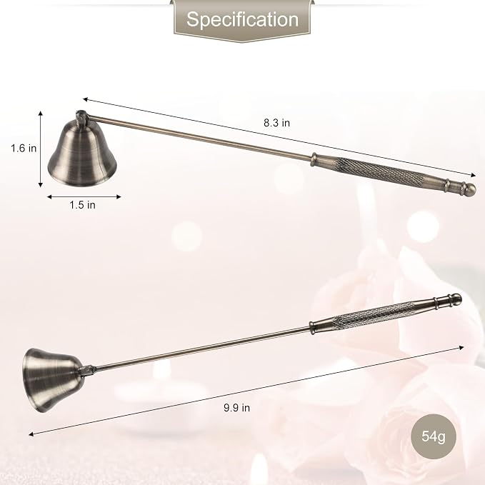 Candle Extinguisher with Long Handle, Metal Wick Snuffer Candle Snuffer Accessory with Long Handle for Scented Candle, Aromatherapy Candles for Putting Out Candles Flame (Bronze)