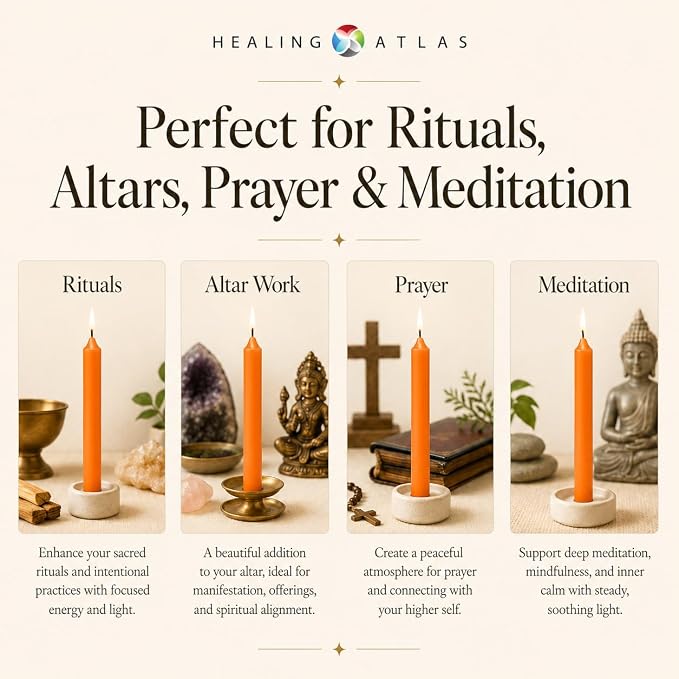6 Inch Taper Candle 6 Pack Spell, Wicca, Santeria, Energized Candles Velas de 6 Pulgadas Paquete de 6 Velas (Orange (6 Pack))