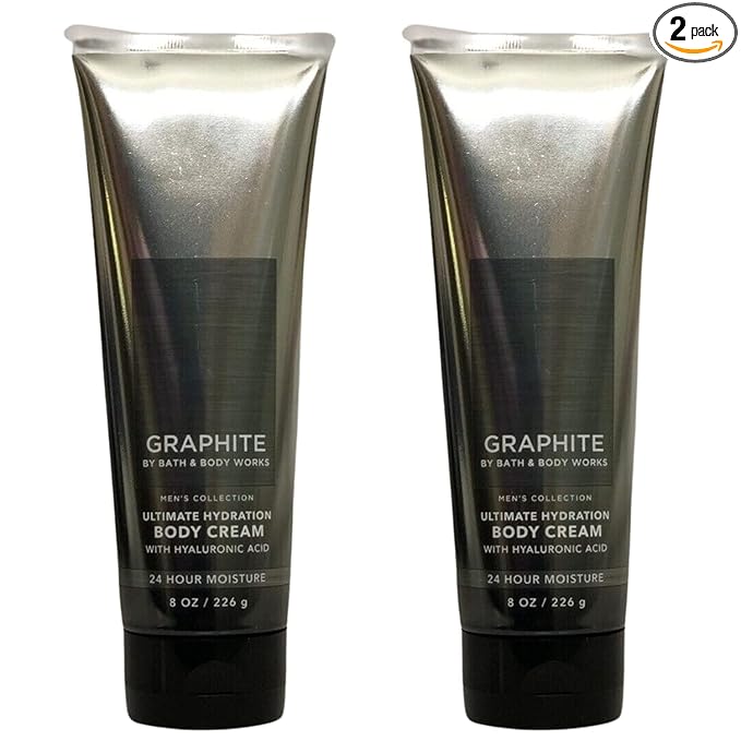 Bath and Body Works Men's Collection Ultimate Hydration Ultra Shea Body Cream 8 Oz 2 Pack (Graphite)