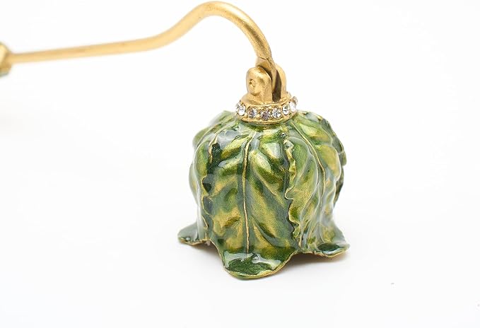 Vintage Leaf-Shaped Candle Snuffer, Hand-Painted Metal Candle Extinguisher with Non-Slip Handle, Artistic Floral Candle Tool for Home Decor