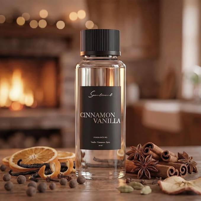 Scentiment Cinnamon Vanilla Diffuser Oil - Premium Hotel Scent with Notes of Cinnamon, Vanilla & Spice Home Scent, Aromatherapy Fragrance Oil Diffuser Refill - 4.06 fl oz (120 mL)