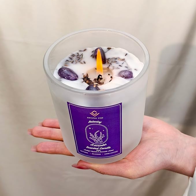 Crystal Vibes Scented Candle for Aromatherapy & Meditation | Long-Lasting Fragrance | Relaxing Home Décor | Stress Relief & Calm Ambience