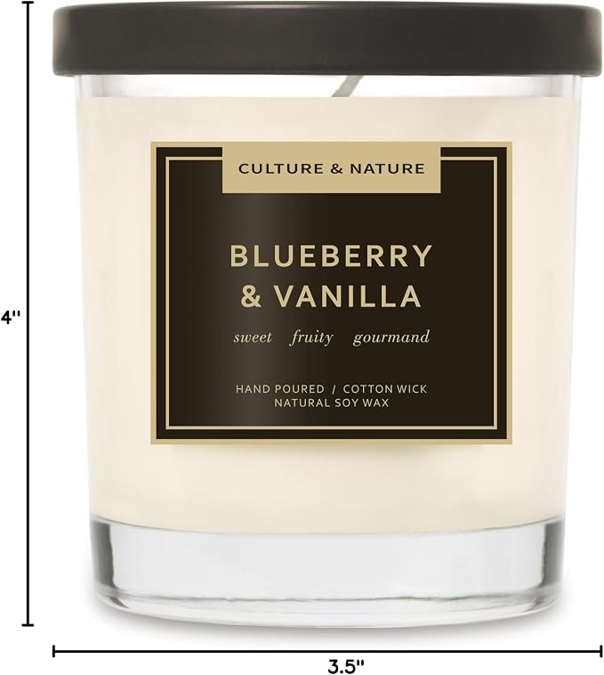 CULTURE & NATURE Natural Soy Wax Candle 7oz Blueberry & Vanilla Scented