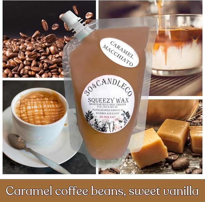 304CandleCo Large Squeeze Soy Wax Melt - 50 SCENTS! - Highly Fragrant & Hand-Crafted - Easy Mix & Match - American Made - Perfect for Wax Warmers (8oz, Caramel Macchiato)