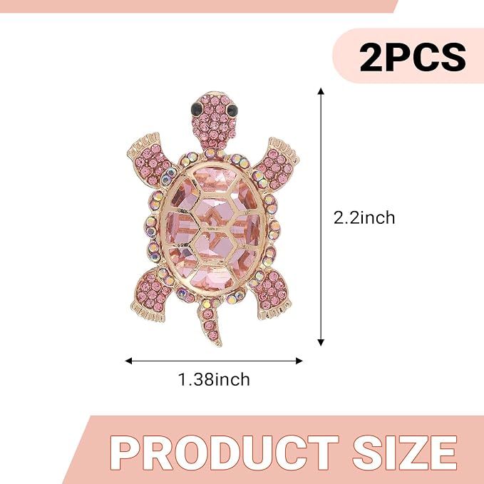 2 PCS Sea Turtles Car Vent Clips, Cute Tortoise Car Air Conditioning Outlet Clip, Bling Rhinestone Ocean Theme Vent Diffuser, Universal Auto Interior Decor for Women Girl (Pink)