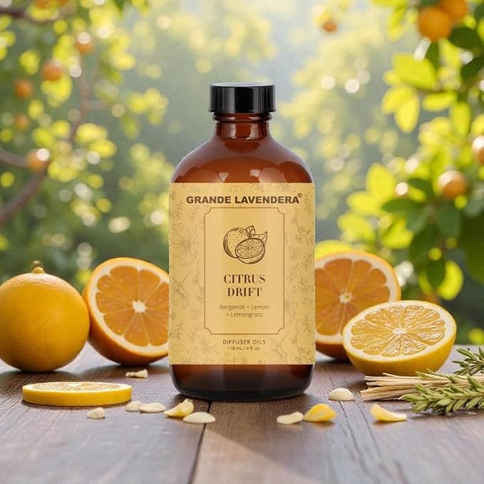 Grande Lavendera® Citrus Drift Fragrance Oil Blend, Luxury Hotel Inspired Aromatherapy Scent Diffuser Oil, Bolder Fragrance with Bergamot, Lemon & Lemongrass, USA Made, 4 fl oz / 118 mL