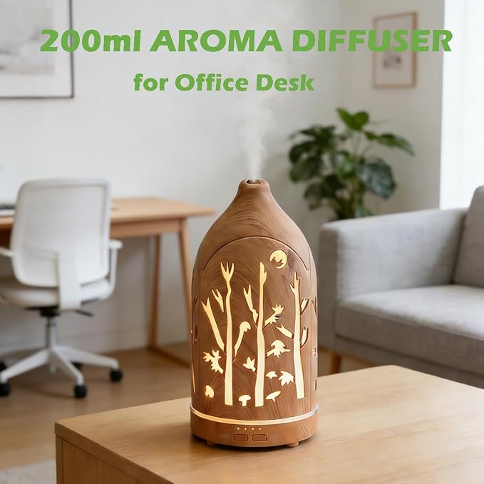 3 Essential Oil Diffuser Set,7.1''x3.5'' Aromatherapy Diffusers,Desk Humidifiers for Office,Small 200ml Humidifier with 7 LED Colors Night Lights,Waterless Auto-Off for Home Decor Gift (Tree)