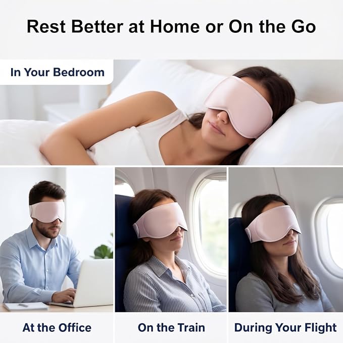 Weighted Sleep Mask for Lash Extensions: 3D Contoured Eye Mask for Airplan Travel,100% Blackout Eye Cover with Soft Fabric, Night Spa Relaxation, Travel Flight Essential, Calm Meditation