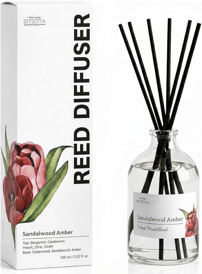 Reed Diffuser Set for Bathroom & Home, Long Lasting Essential Oil Aroma, Glass Bottle Home Fragrance with Sticks, Ideal Gift for Woman