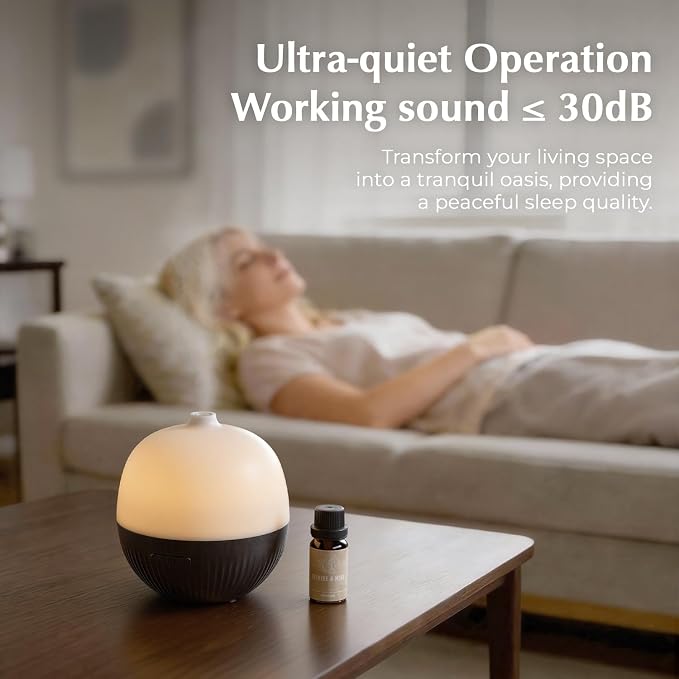 ARVIDSSON Essential Oil Diffuser, 100ml Aromatherapy Diffuser with Mood Light, Ultrasonic Oil Diffusers for Home, Small Diffuser for Essential Oils, Gift for Women - Dark Wood