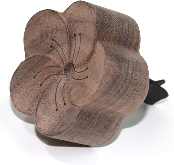 Wood Flower Essential Oil Diffuser, Car Air Vent Clip Aromatherapy Diffuser, Car Diffusers for Essential Oils, Car Diffuser Clip for Car Office Bedroom (Dark-1 Pack)