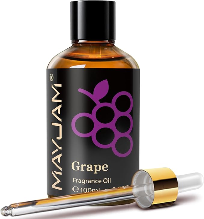MAYJAM 100ML/3.38FL.OZ Grape Fragrance Oils with Glass Dropper, Essential Oils for Diffusers for Home, Long Lasting Scented Oils for Diffusers Soap Candle Making