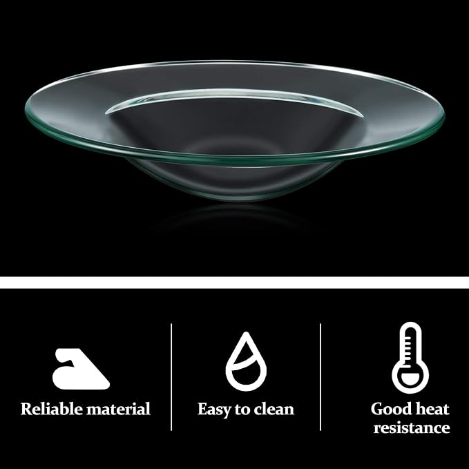 Patelai 2 Pcs 4 Inches Replacement Oil Warmer Dish Round Glass Dish Wax Melt Candle Warmer Bowl Plate Lid Tray for Aroma Lamp Electric Lamps Oil and Tart