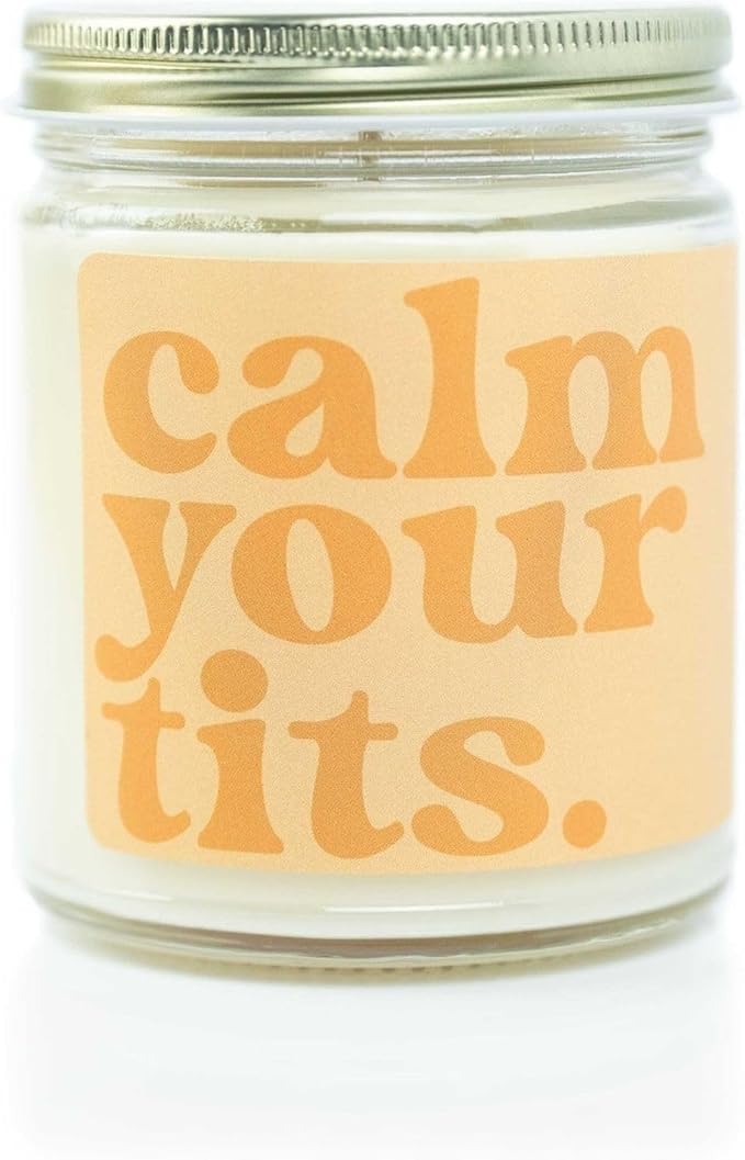 Austy Lou ‘Calm Your Tits’ Soy Candle – 9oz – Orange Mango Chili Scent – Bold & Tropical, Vegan, Paraben-Free, Hand-Poured in USA