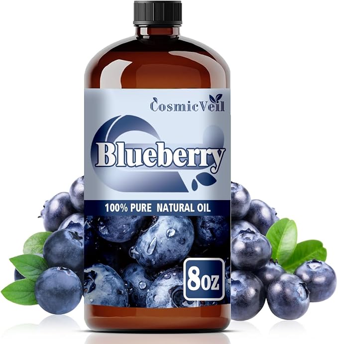 Blueberry Essential Oil for Aroma Diffuser,Humidifier,Home Fragrance,Cleaning,Body Care,Massage,Yoga,DIY Candle,DIY Soap CosmicVeil（Blueberry，8 Fl Oz (Pack of 1)）