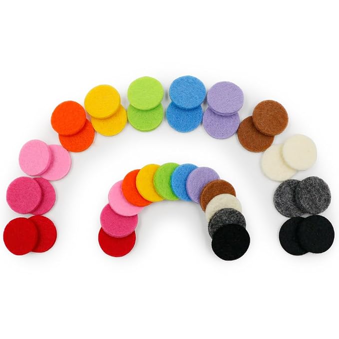 42pcs Replacement Refill Pads(22mm) for Aromatherapy Essential Oil Diffuser Necklace Diffuser Bracelet Car Diffuser Vent Clip with 14 Colors