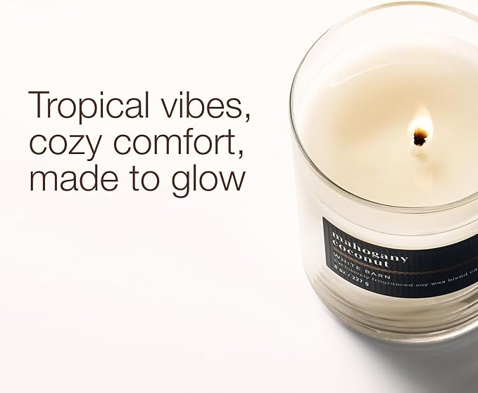 Bath & Body Works Single Wick Candle, Mahogany Coconut Candle, Long-Lasting Burn Up to 45 Hours, Exclusively Fragranced Soy Wax Blend, 8 oz - 1 Pack