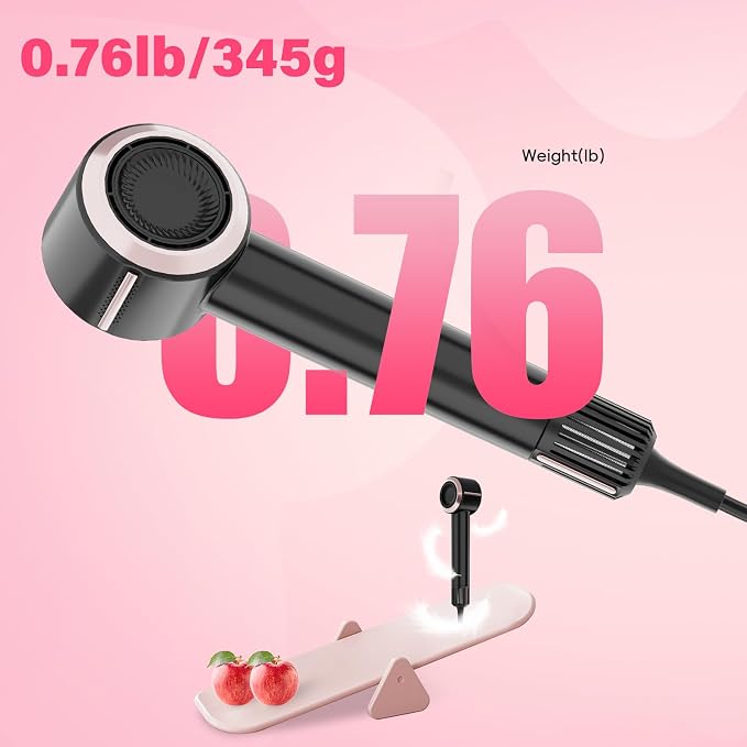 CINOSTAR Hair Dryer, Fast Drying Blow Dryer with Diffuser, with 110, 000RPM Brushless Motor&Ionic Technology No Heat Damage, Lightweight for Women and Travel, Low Noise, Black & Blush Rose