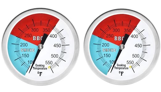 GasSaf 3 inch Charcoal Grill Temperature Gauge, Accurate BBQ Thermometer Gauge Replacement for Oklahoma Joe's Smokers and Smoker Wood Charcoal Pit, Larger Face and Wide Grill Temperature Range(2 Pcs)
