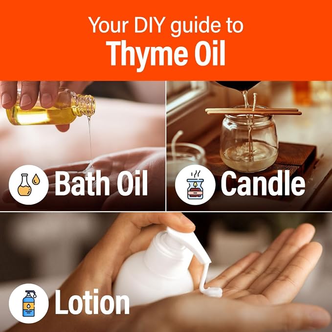 H'ana Thyme Oil - 1.02 Fl Oz Thyme Essential Oil for Hair, Skin, Diffuser, Aromatherapy & DIY